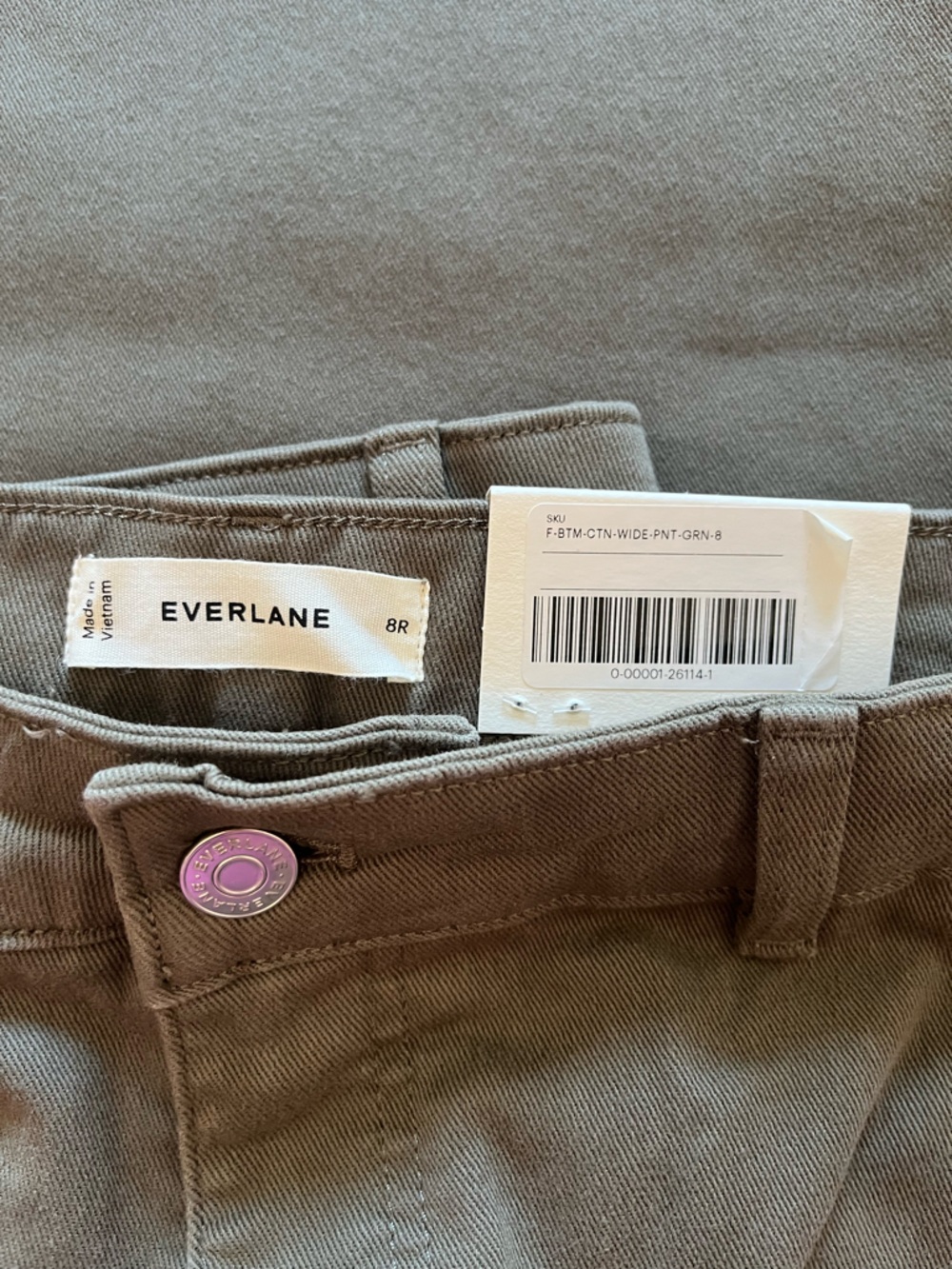 Everlane Utility Wide Leg Pant in Olive Green